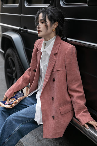 Corduroy Double Breasted Blazer Jacket