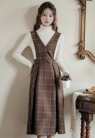 Vestido tipo pichi con chaleco a cuadros
