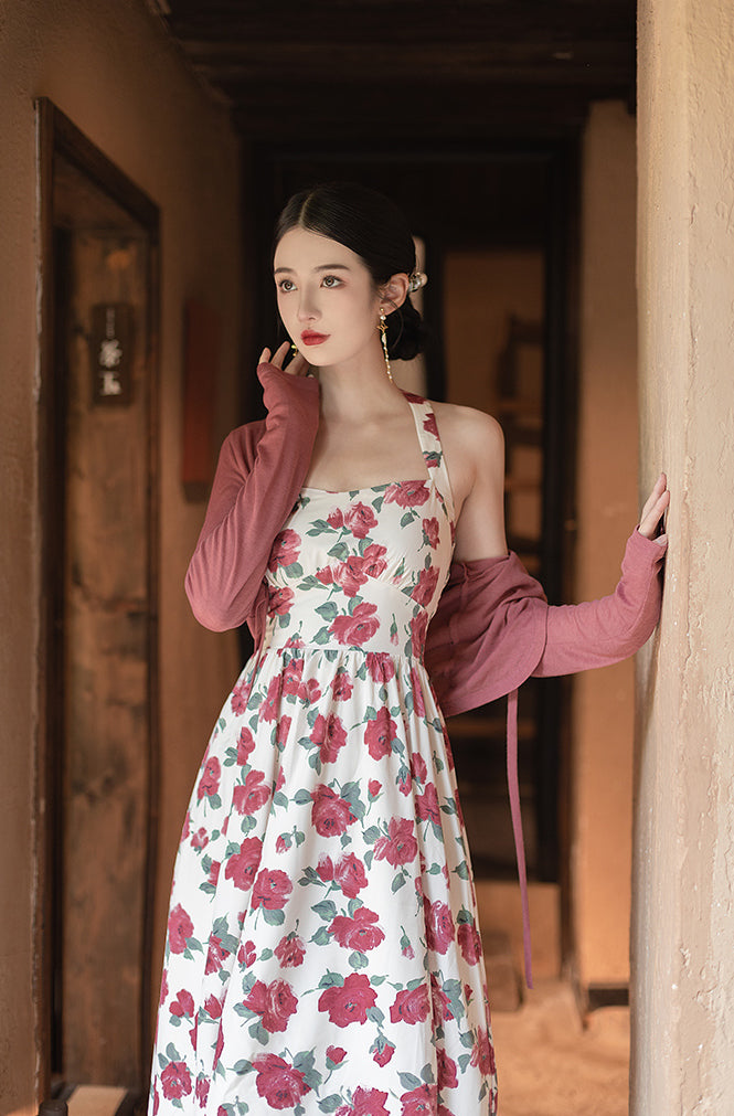 Retro Rose Midi Dress