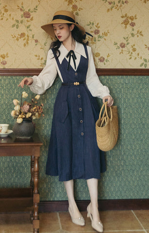 Traveller's Pinafore-Set mit Nadelstreifen