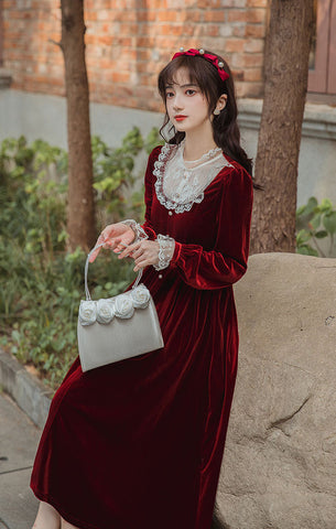 Velvet Lace Midi Dress