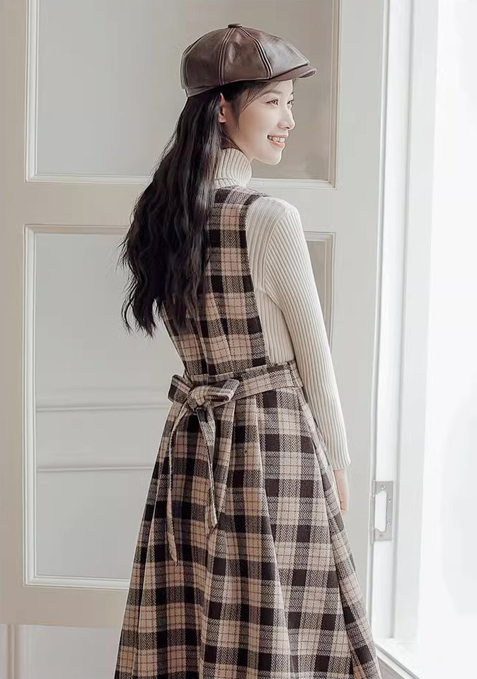 Academia Plaid Pinafore Dress