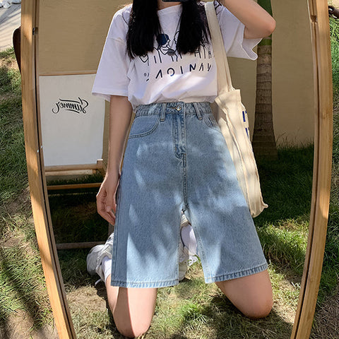 Rainbow Denim Bermuda Shorts