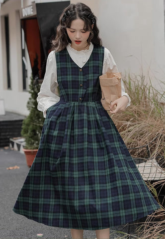 Cambridge Plaid Pinafore Dress