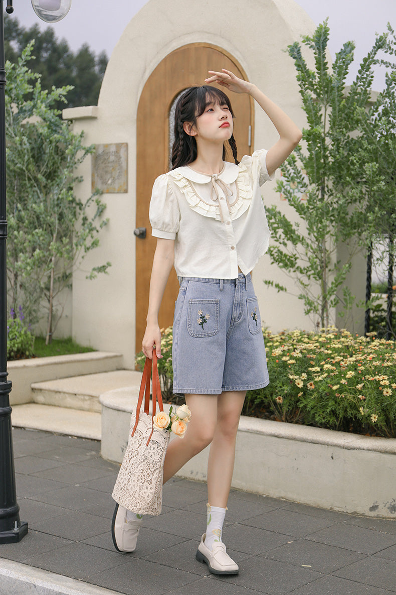Posy Pockets Embroidered Shorts