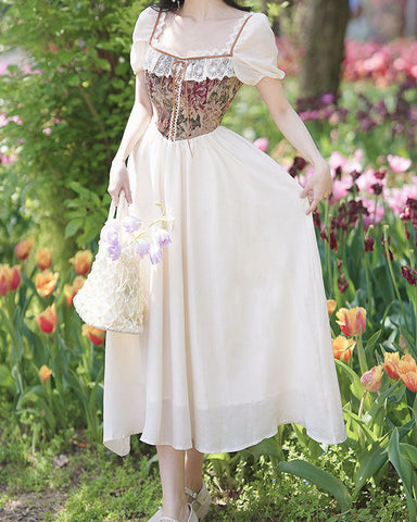 Rustic Floral Countryside Midi Dress