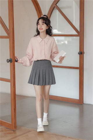 Pintuck Puff Sleeve Blouse