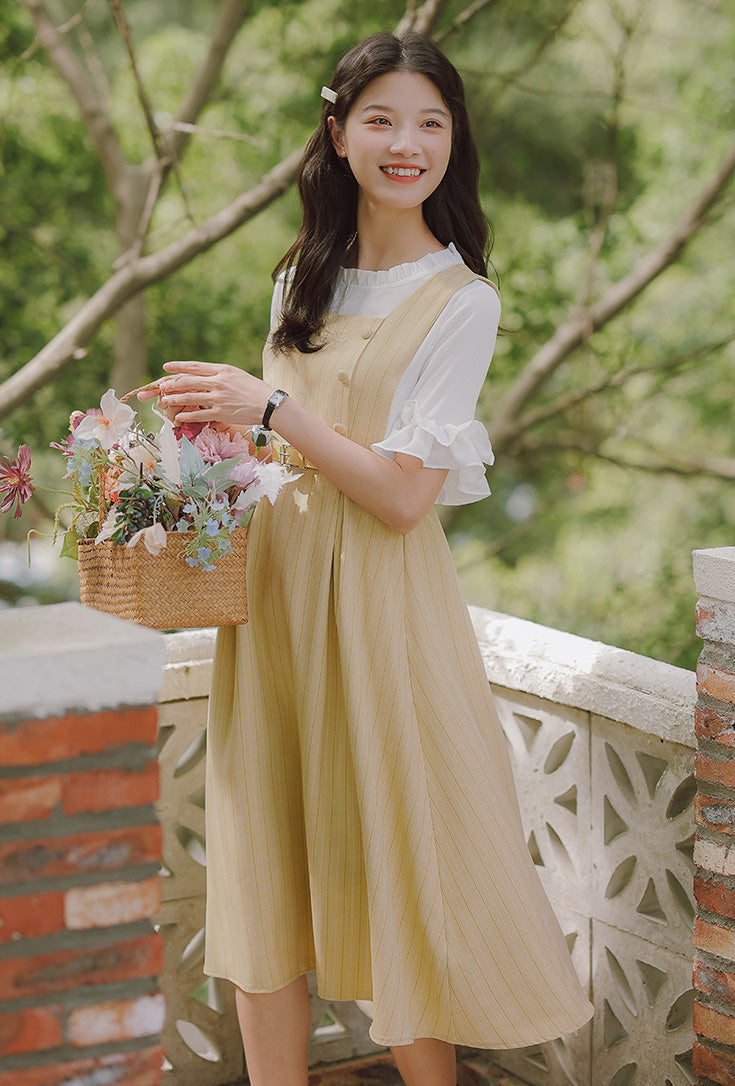 Vestido estilo pichi de rayas pastel