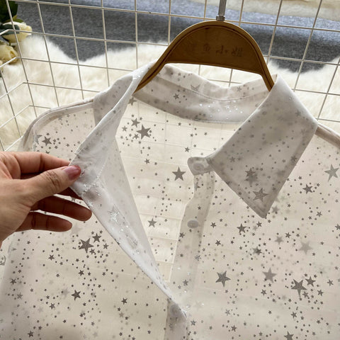 Sheer Starry Button Up Shirt