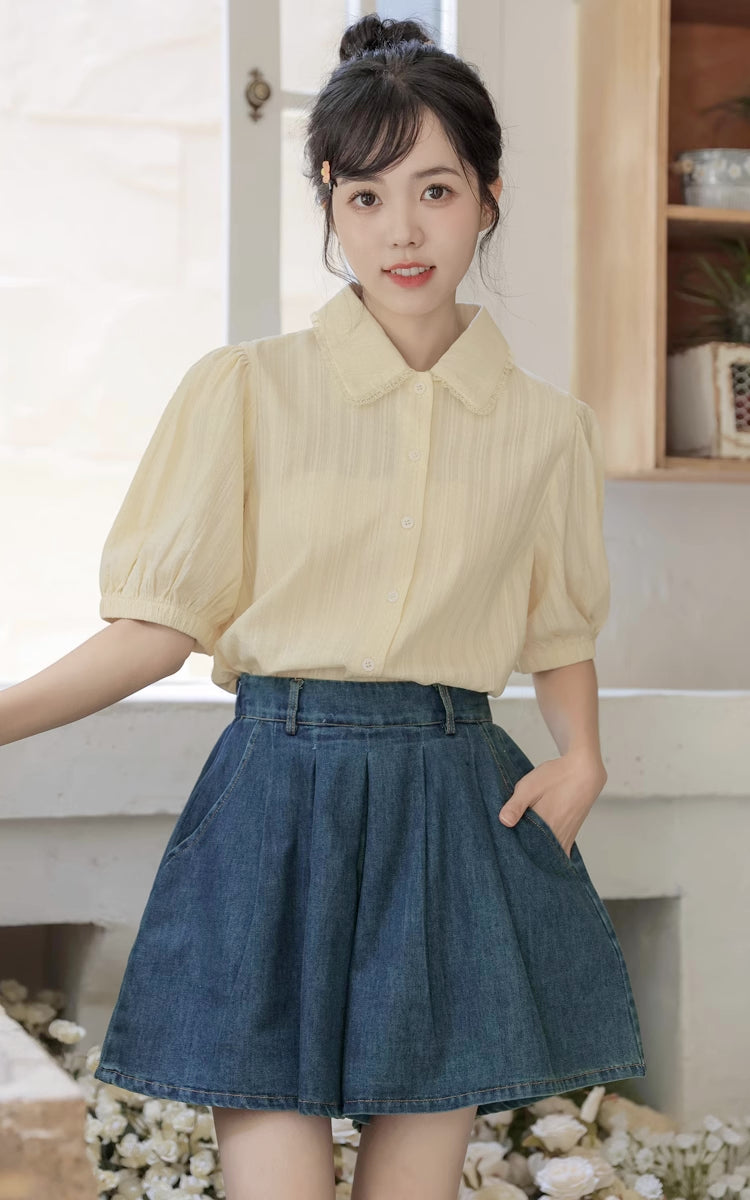 Flared Denim Shorts