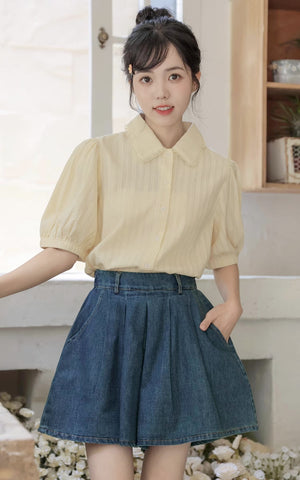 Flared Denim Shorts