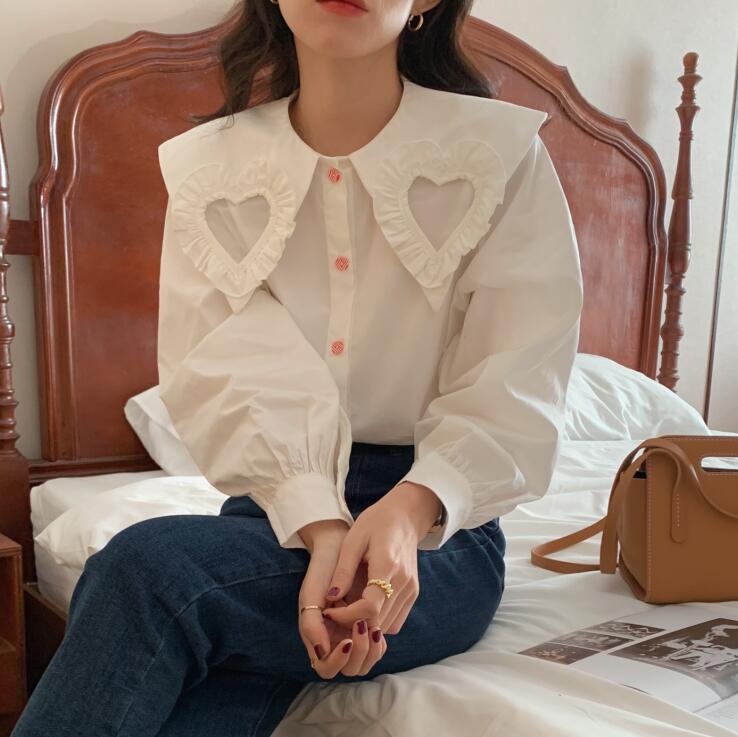 Heart Cutout Collar Button Up Shirt