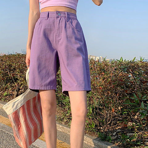 Rainbow Denim Bermuda Shorts