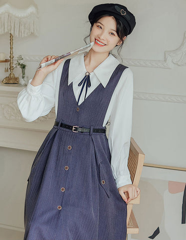 Traveller's Pinafore-Set mit Nadelstreifen