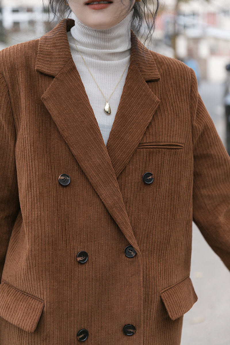 Corduroy Double Breasted Blazer Jacket