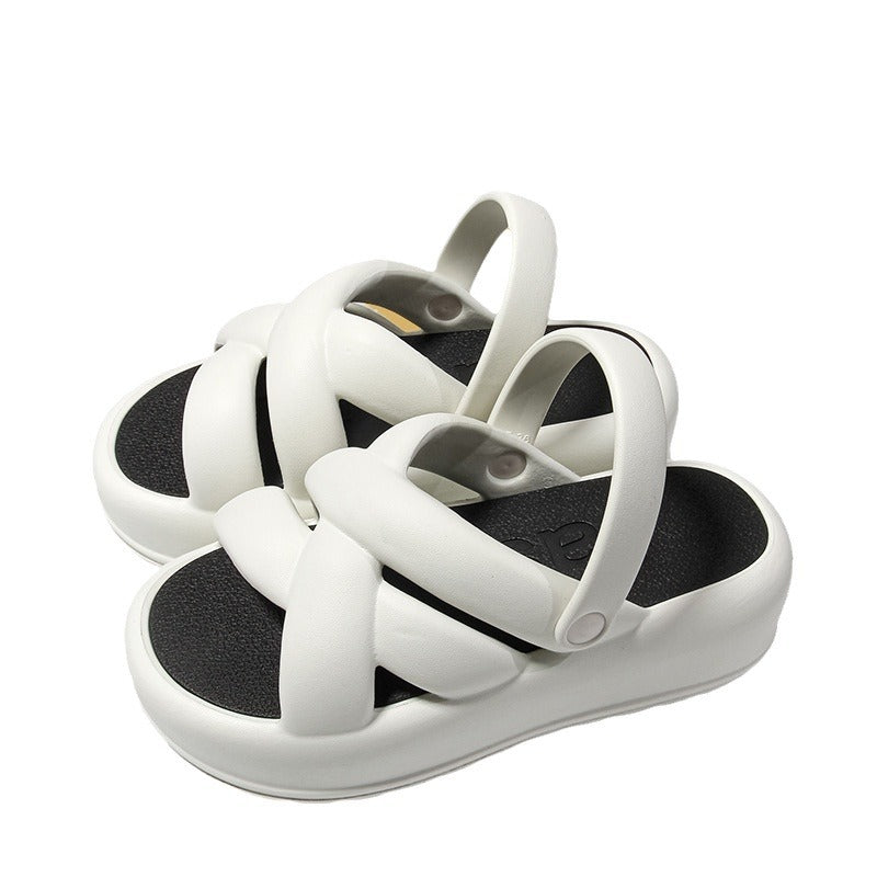 Velcro Cross Strap Platform Sandals