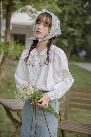 Falling Florals Embroidered Blouse