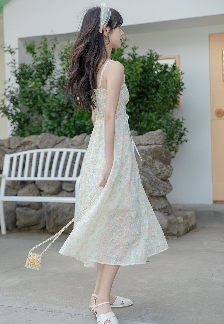 Vestido camisola con estampado de jardín de acuarela