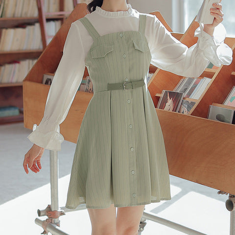 Vestido mini de rayas con botones