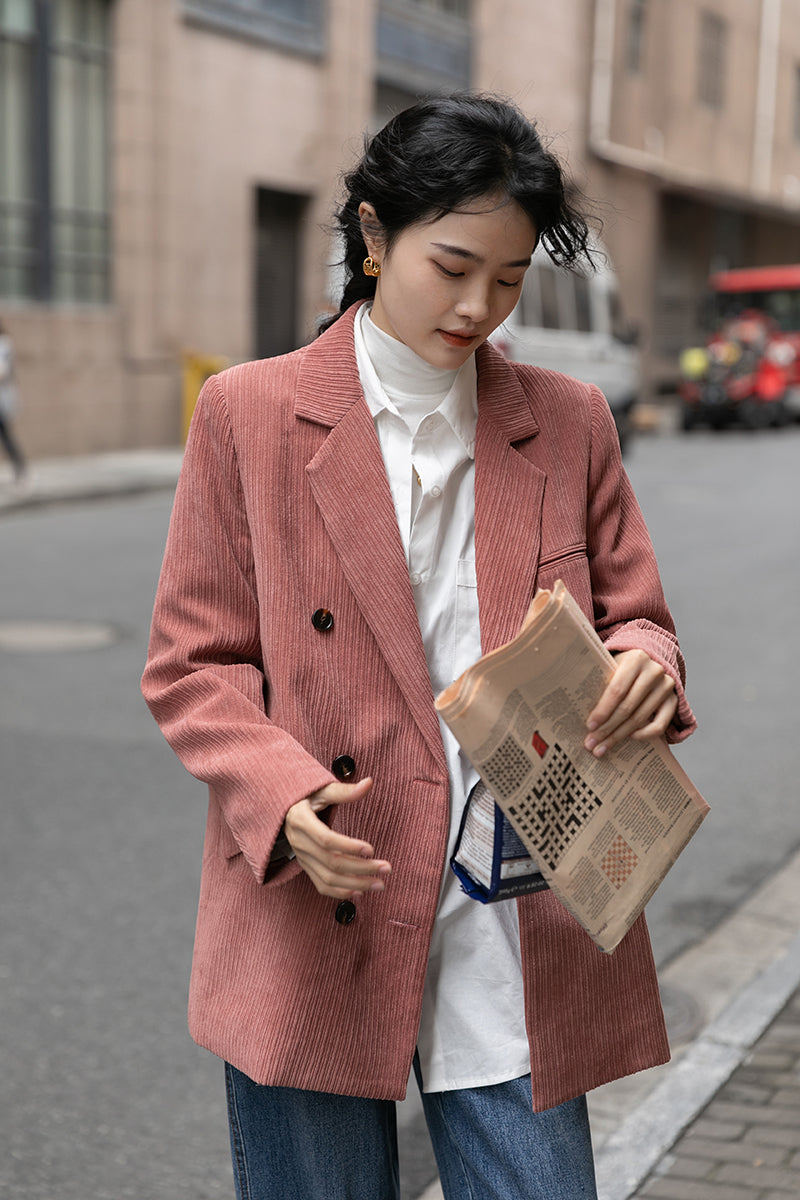 Corduroy Double Breasted Blazer Jacket