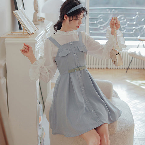 Vestido mini de rayas con botones