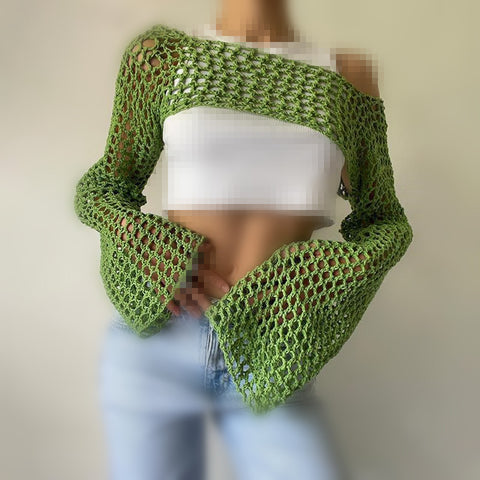 Hollow Out Crochet Knit Bolero Shrug