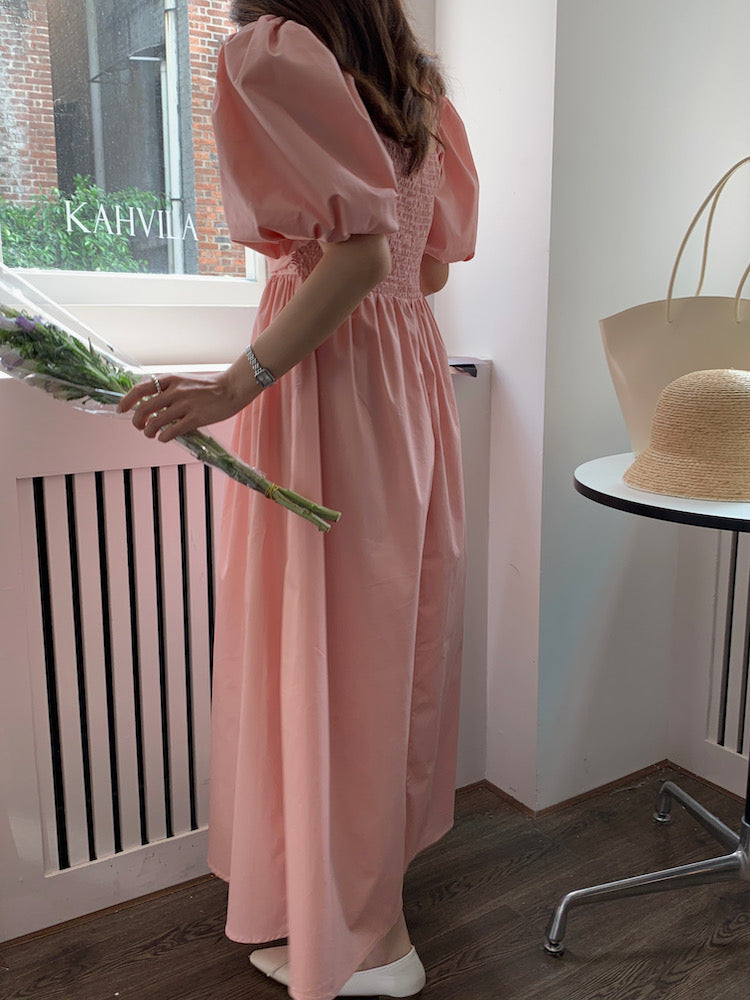 Basic Puff Sleeve Maxi Dress