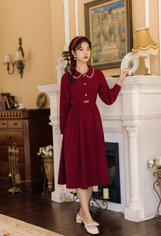 Cranberry Pearl Midi Shirt Dress