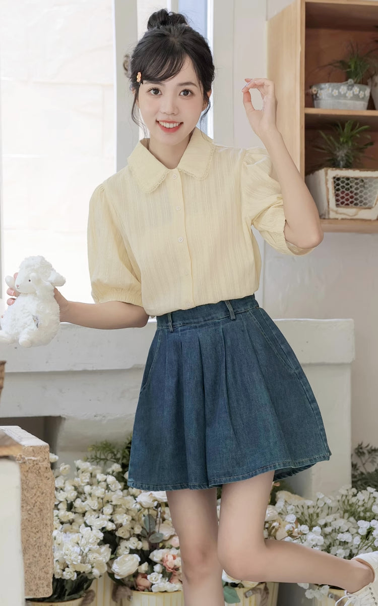 Flared Denim Shorts