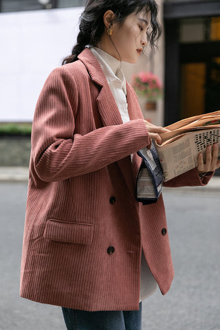 Corduroy Double Breasted Blazer Jacket