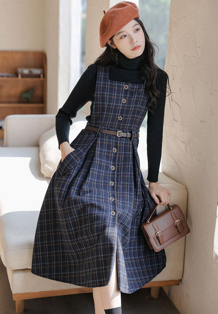 Vestido estilo pichi a cuadros con botones