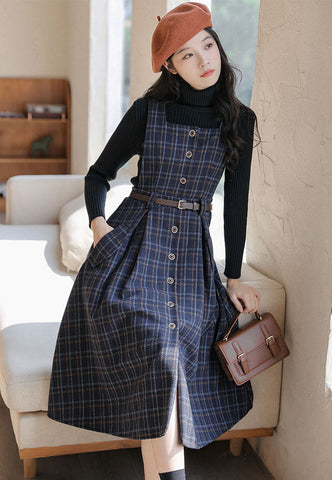 Vestido estilo pichi a cuadros con botones