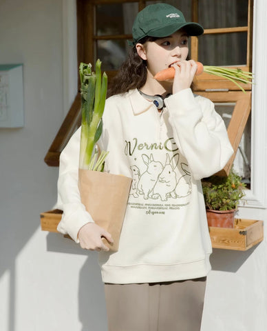 Sudadera polo con conejitos lindos