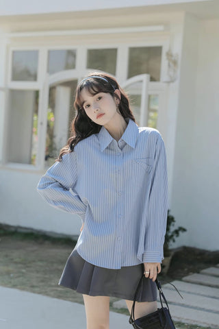 Boyfriend Stripe Button Up Shirt