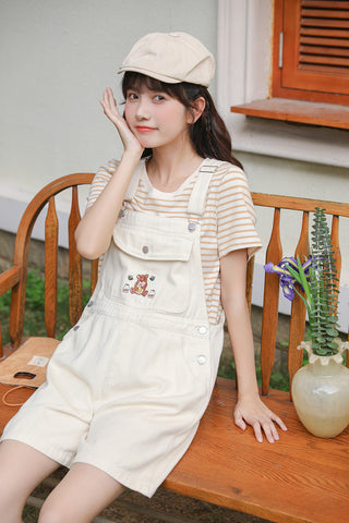 Honey Bear Short Overalls
