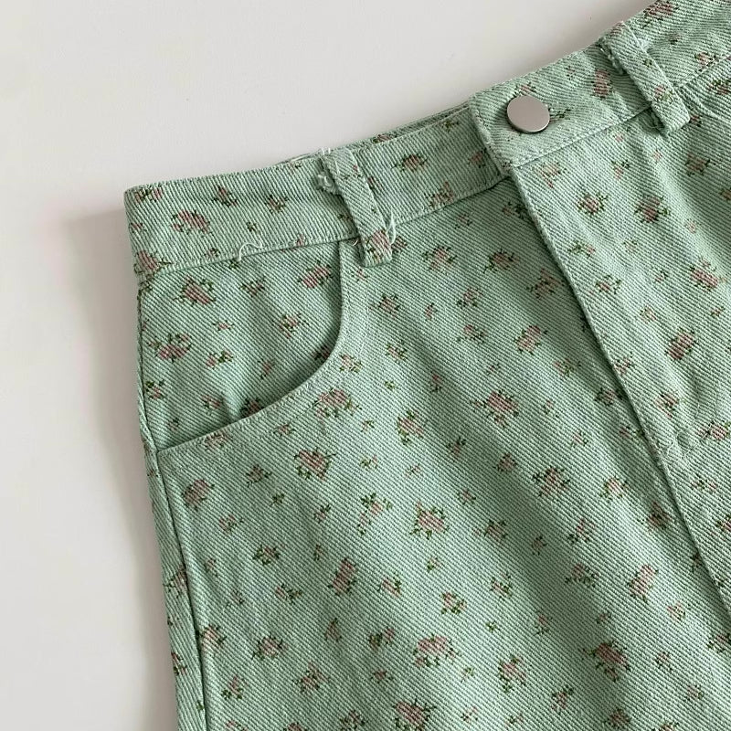 Spring Floral Twill Skirt