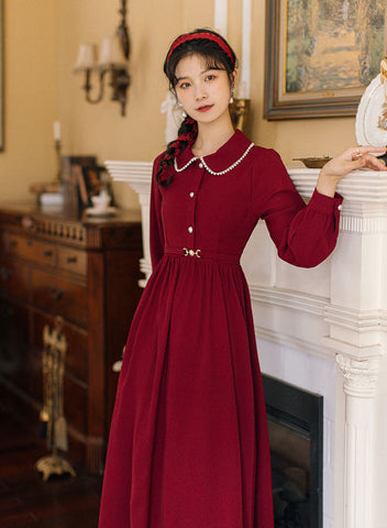 Cranberry Pearl Midi Shirt Dress