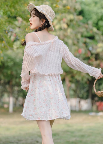 Vestido mini de tirantes con rosa descolorido