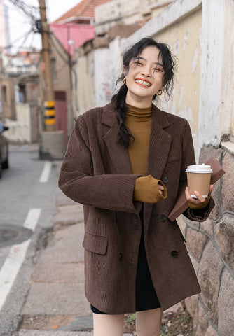 Corduroy Double Breasted Blazer Jacket