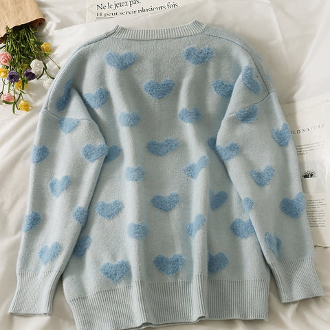 Fuzzy Hearts Sweater