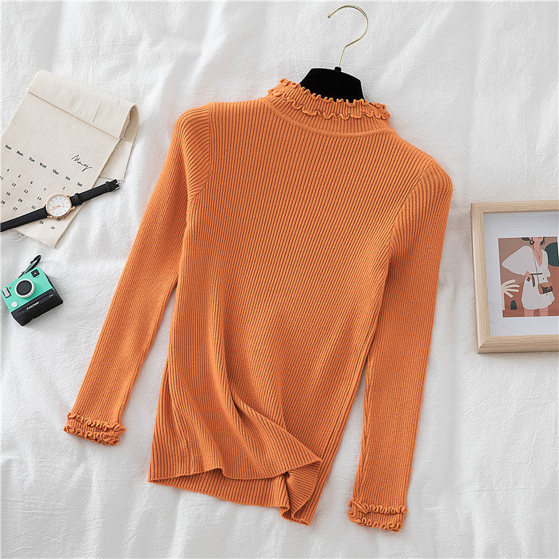 Basic Frilly Mock Neck Sweater