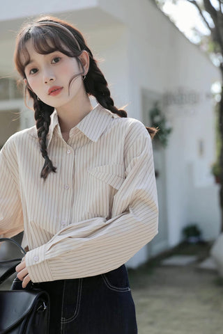 Boyfriend Stripe Button Up Shirt