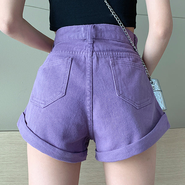 Shorts vaqueros con dobladillo jugoso