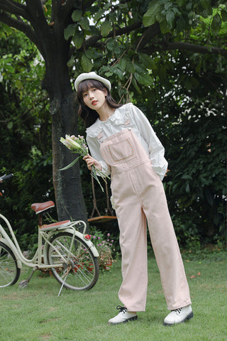 Denim-Overall mit Daisy Chain-Stickerei