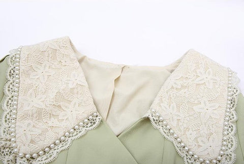 Matcha Peter Pan Pleated Dress