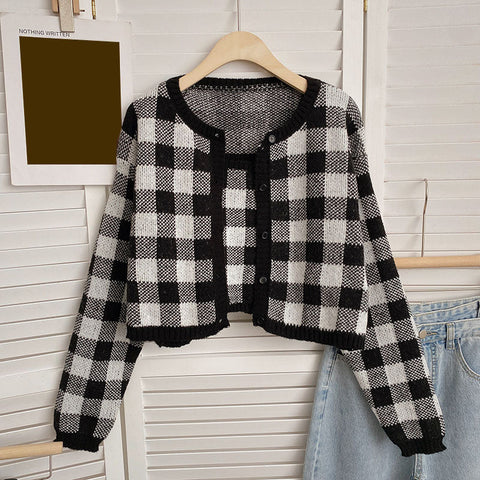 Gingham Cropped Cardi & Cami Set