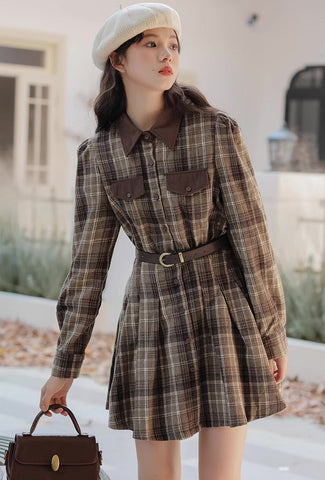 Brown Sugar Plaid Shirt Dress