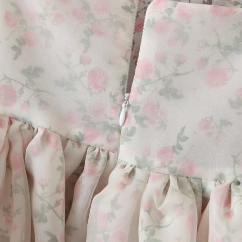 Vestido mini abullonado reversible Rose Tea
