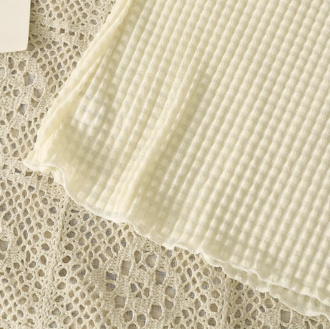 Camisa de capas de crepé gofre