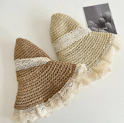 Lace Trim Straw Hat